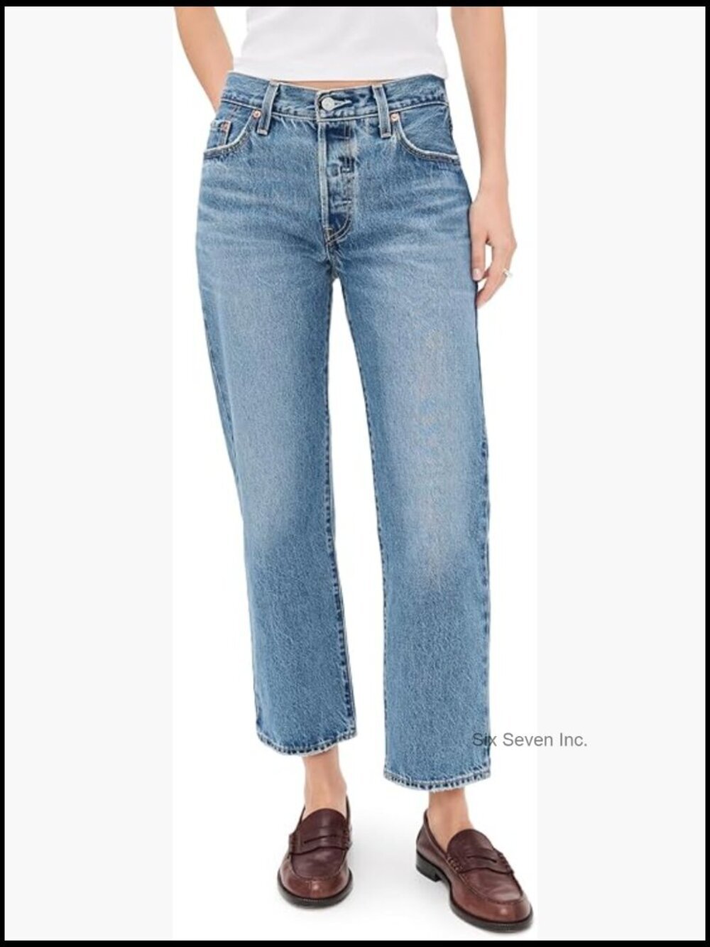 Mid-Rise Loose Fit Denim Jeans - Straight Leg, Ankle Length - '90s Style